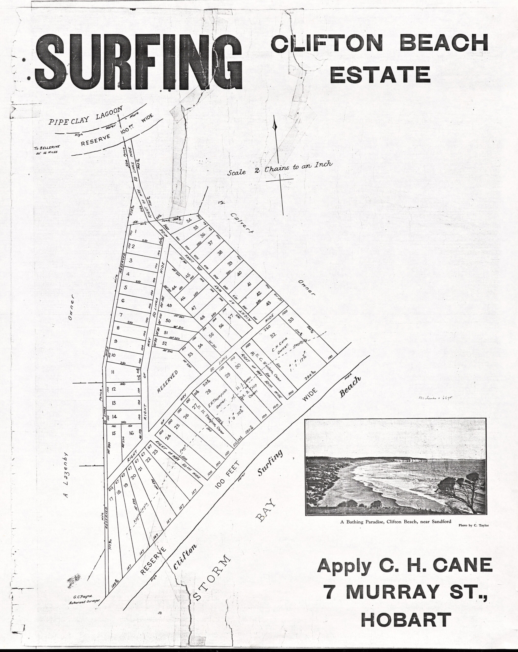 Clifton Beach Estate subdivision map